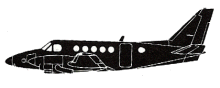 Silhouette image of generic BE10 model; specific model in this crash may look slightly different