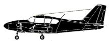 Silhouette image of generic PA23 model; specific model in this crash may look slightly different