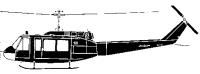 Silhouette image of generic UH1 model; specific model in this crash may look slightly different